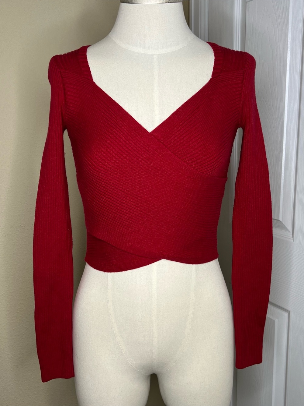 HOLLISTER Red Wrap-Front Women's Sweater